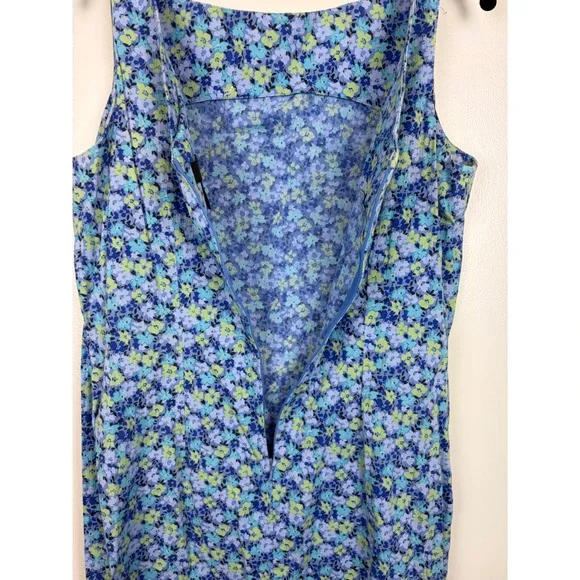 Express Vintage 90s Ditsy Floral Sheath Dress Blue Cotton 13/14 Spring Girly - Picture 4 of 5